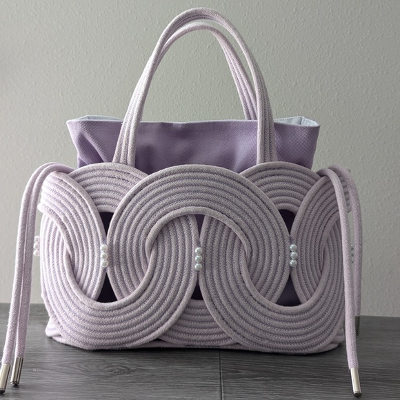 New Purple Handmade Rope Bag, Rope Shoulder Bag, Stylish Purse, Cotton Bag, Sust - Picture 3 of 8